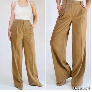 Sz 12 Curvy LOFT Brown Bi-stretch Peyton Trouser Wide Leg Pants New